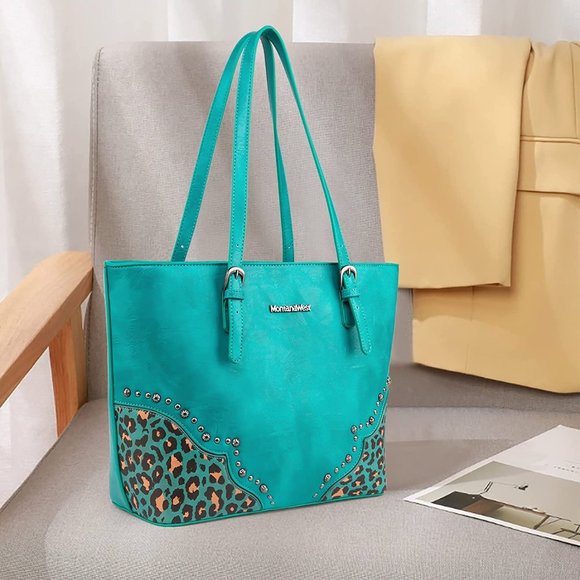 Fashion 3 pcs Handbag Set Leopard Print Tote Large Shoulder Bag Vegan Le… - Picture 6 of 12